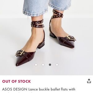 ASOS DESIGN Lance buckle ballet flats with eyelets in burgundy sz 7 NWOT